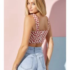 Baevely CHECKERED PRINT TOP WOMEN