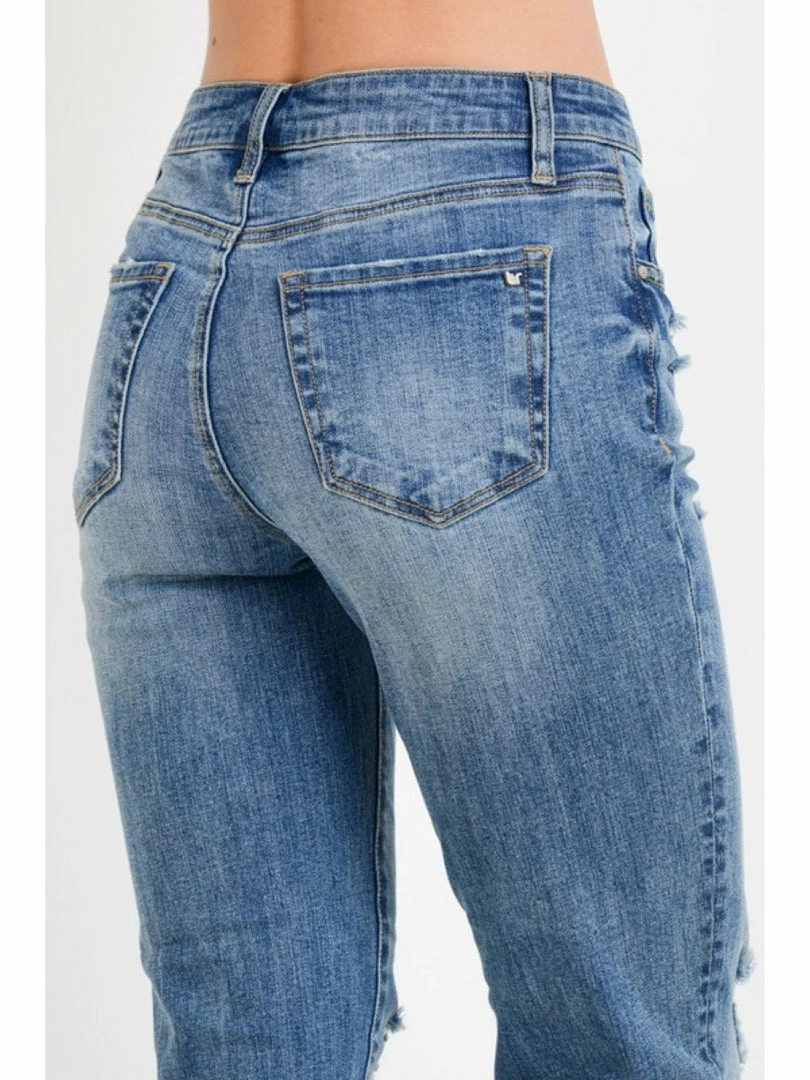 Leaf In Creek WOMEN Roll Up Slim Fit Boyfriend Jeans TR012-B 3 Leaf In Creek WOMEN Roll Up Slim Fit Boyfriend Jeans TR012-B