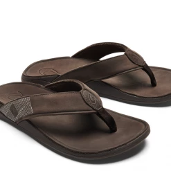 Olukai Tuahine - Men's Sandal Flip Flop Dark Wood/ Dk Wood