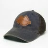 Leaf In Creek LIC Hat Leather Logo -Navy Greaser Trucker Hats