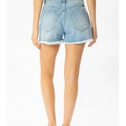 Kancan Lightwash High Waist Destroyed Shorts KC9145L