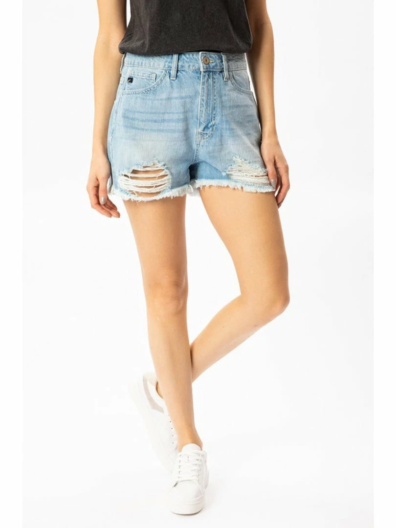 Kancan Lightwash High Waist Destroyed Shorts KC9145L 1 Kancan Lightwash High Waist Destroyed Shorts KC9145L