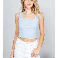 Illa Illa Ribbed Square Neck Top T4703