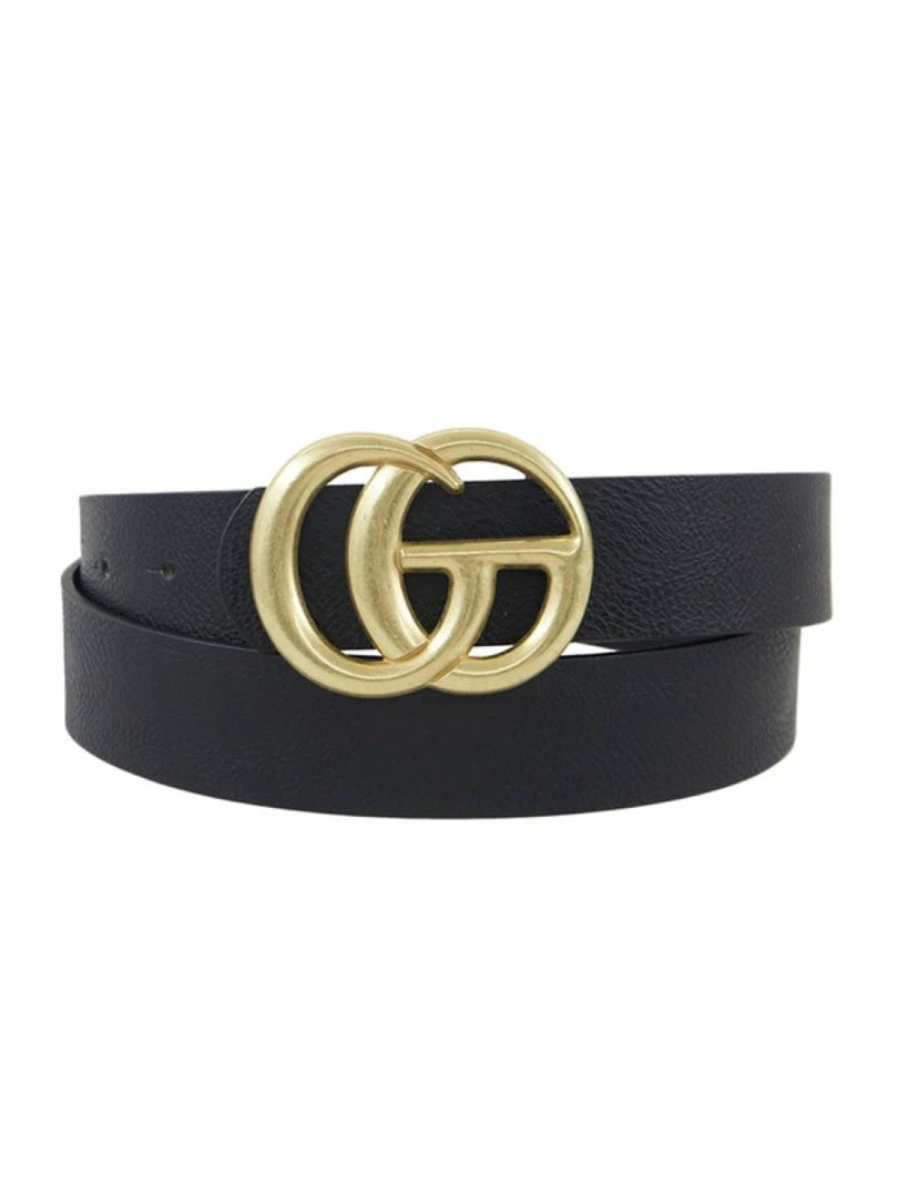 Girly Double Metal Ring Faux Leather Buckle Belt 1 Girly Double Metal Ring Faux Leather Buckle Belt