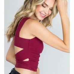 Illa Illa Ribbed Square Neck Top T4703