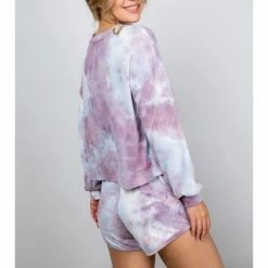 Illa Illa Tie Dye Print Crewneck IM5936 Purple WOMEN