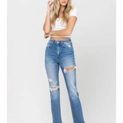 Vervet SUPER HIGH RISE DISTRESSED STRAIGHT