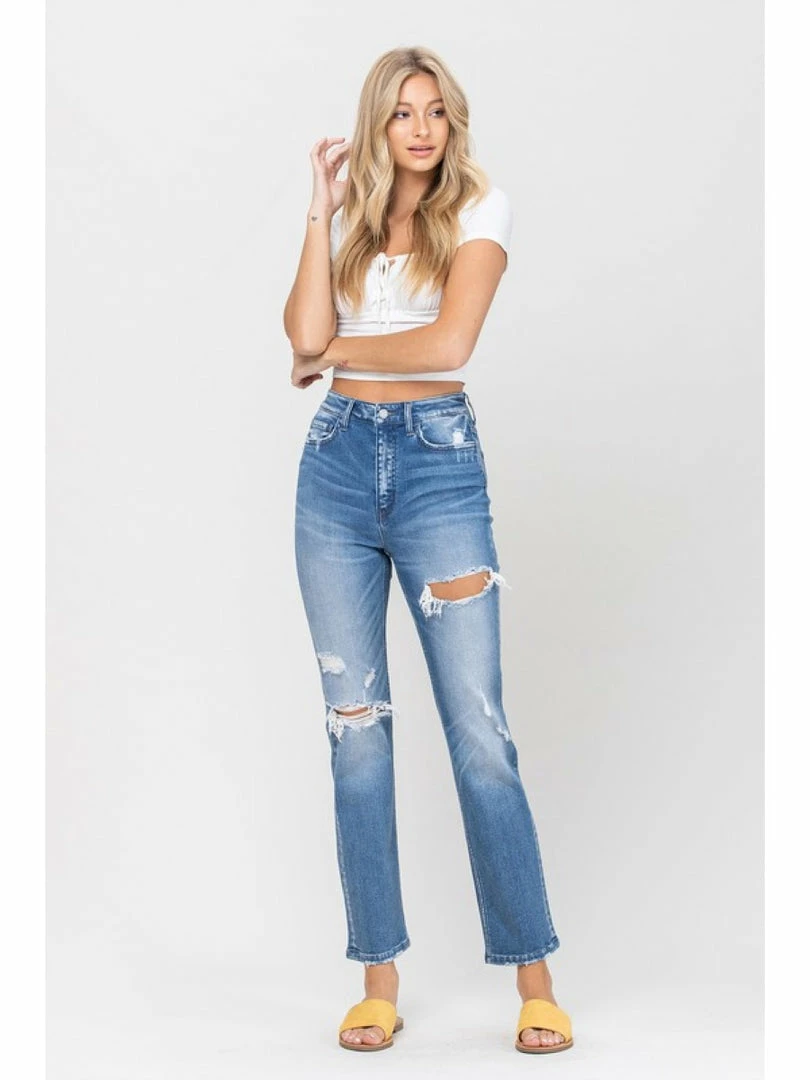 Vervet SUPER HIGH RISE DISTRESSED STRAIGHT 2 Vervet SUPER HIGH RISE DISTRESSED STRAIGHT