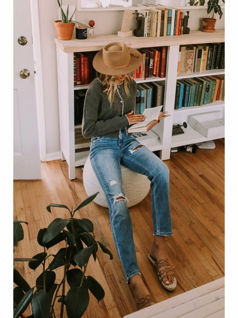 Vervet SUPER HIGH RISE DISTRESSED STRAIGHT 1 Vervet SUPER HIGH RISE DISTRESSED STRAIGHT