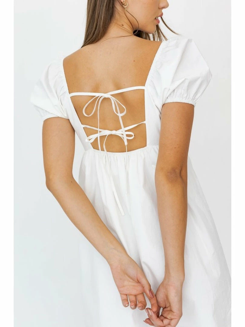 LE LIS SHORT SLEEVE BACK TIE DETAIL BABYDOLL DRESS WOMEN 2 LE LIS SHORT SLEEVE BACK TIE DETAIL BABYDOLL DRESS WOMEN