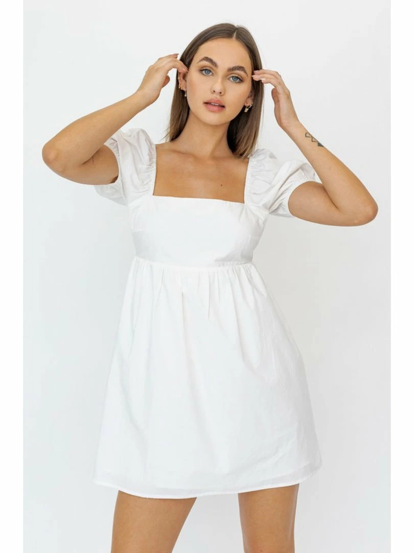 LE LIS SHORT SLEEVE BACK TIE DETAIL BABYDOLL DRESS WOMEN 1 LE LIS SHORT SLEEVE BACK TIE DETAIL BABYDOLL DRESS WOMEN