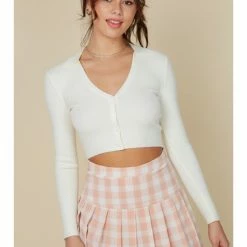 Blue Blush WOMEN Plaid Pleated Mini Tennis Skirt IBK06103