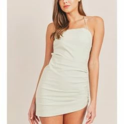 Mable SOLID OPEN BACK DRESS WITH ASYMMETRICAL HEMLINE