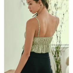 Blue Blush POLKA DOT PRINT TUNNEL DETAIL CROP TOP WOMEN