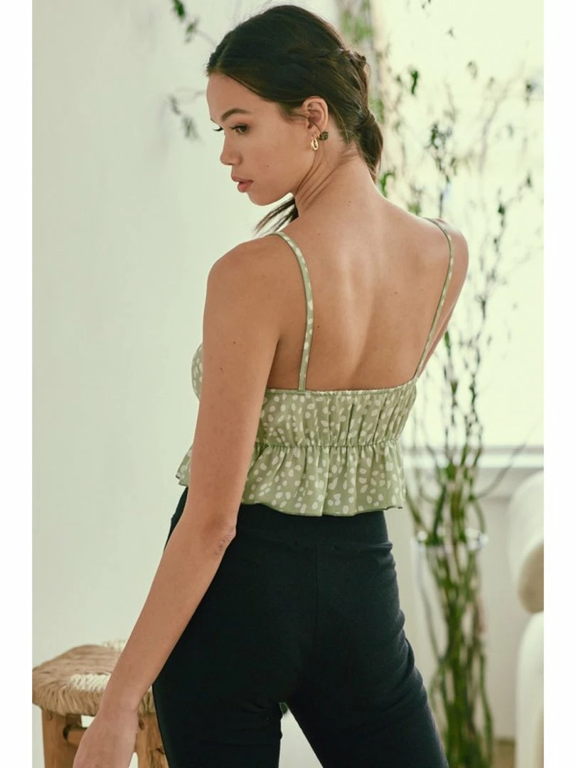 Blue Blush POLKA DOT PRINT TUNNEL DETAIL CROP TOP WOMEN 2 Blue Blush POLKA DOT PRINT TUNNEL DETAIL CROP TOP WOMEN