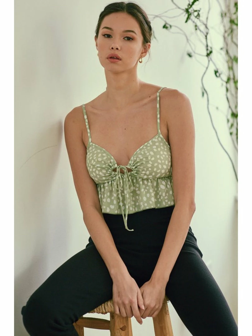 Blue Blush POLKA DOT PRINT TUNNEL DETAIL CROP TOP WOMEN 1 Blue Blush POLKA DOT PRINT TUNNEL DETAIL CROP TOP WOMEN