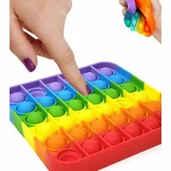 Funteeze Push Pop Bubble Fidget Toy Rainbow Square Shape