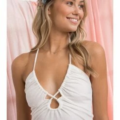 Papermoon NATALIA DRAWSTRING CROSS CROP TOP WOMEN