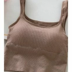 Miss Sparkling Tops Padded Rib Knit Crop Top