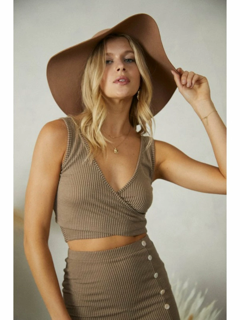 Endless Blu WOMEN Solid Surplice Rib Top With Tie 1 Endless Blu WOMEN Solid Surplice Rib Top With Tie