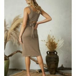 Endless Blu WOMEN Solid Surplice Rib Top With Tie