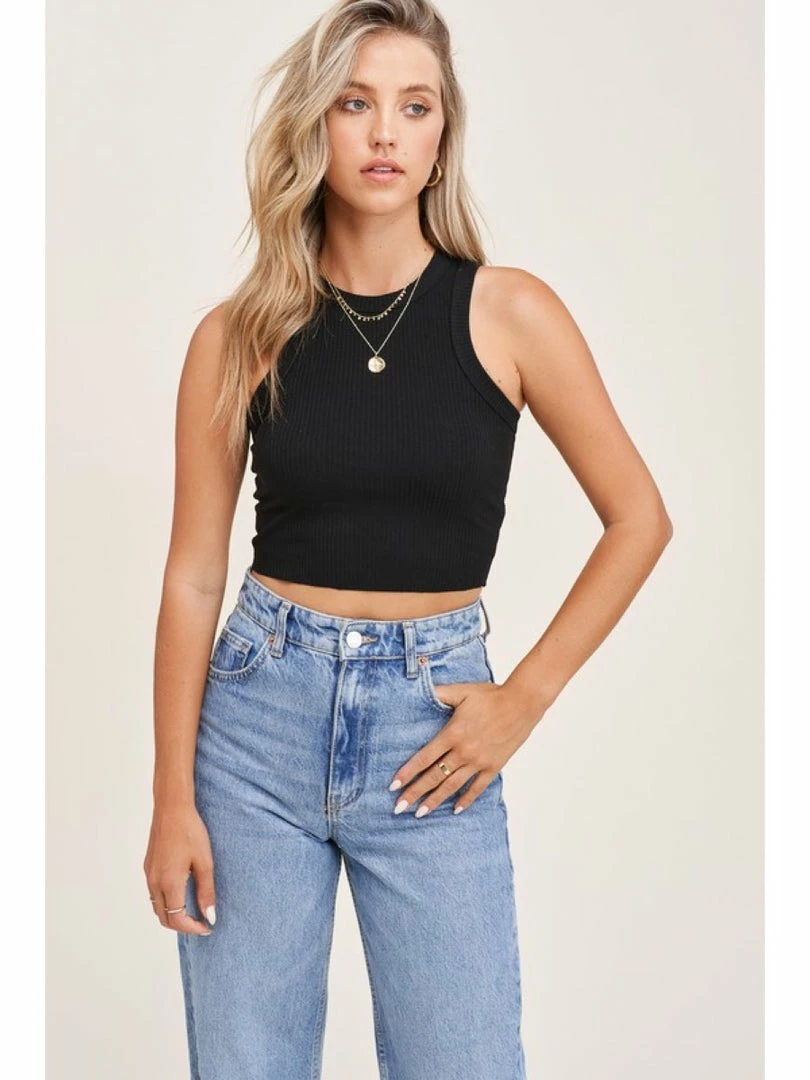 Leaf In Creek WOMEN Black GINA TOP Muscle Ribbed Top 1 Leaf In Creek WOMEN Black GINA TOP Muscle Ribbed Top