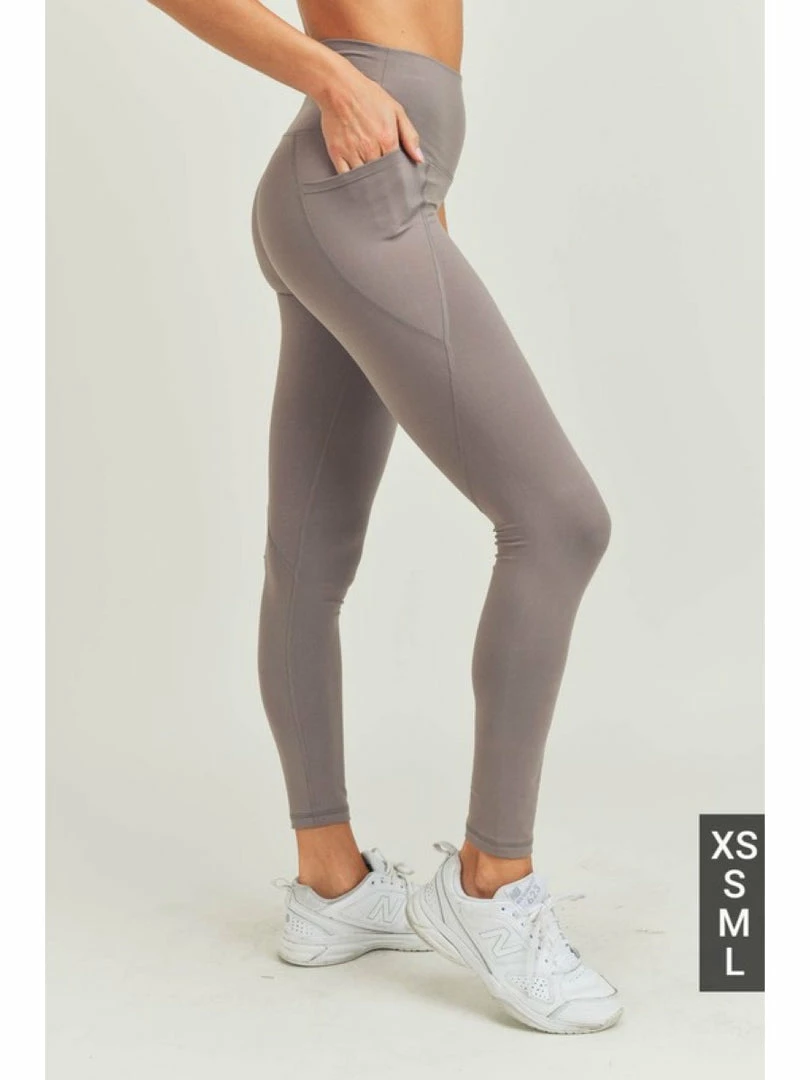Mono B WOMEN Tapered Band Essential Solid Leggings Heather 1 Mono B WOMEN Tapered Band Essential Solid Leggings Heather