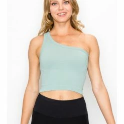 Idea ONE SHOULDER RIBBED CROP TOP WOMEN