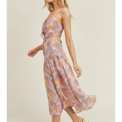 Lush Cut Out Maxi Leaves Dress