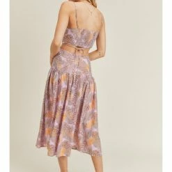 Lush Cut Out Maxi Leaves Dress