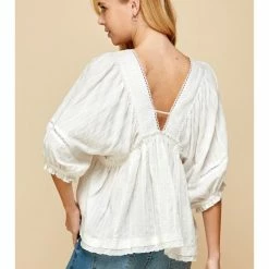 Millibon COTTON LACE TRIM BABYDOLL SWING TOP