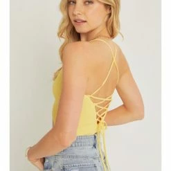 Love Tree Fahsion Criss Cross Tie Back Sweater Top