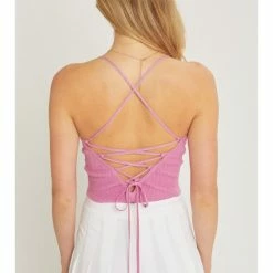 Love Tree Fahsion Criss Cross Tie Back Sweater Top