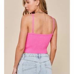 Listicle Breezy With A Twist Sweater Weaved Crop Top WOMEN