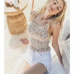 Lush Smocked Cross Strap Tank T17467-GI