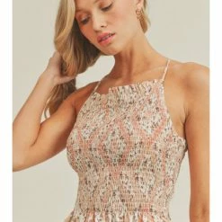 Lush Smocked Cross Strap Tank T17467-GI