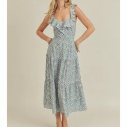 Lush Floral Print Maxi Dress With Back Tie Dresses & Skirts