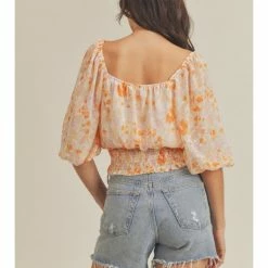 Lush Tops Swiss Dot Square Neck Blouse