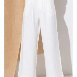 Blue Blush WOMEN High Waisted Sturdy Linen Pleated Pants