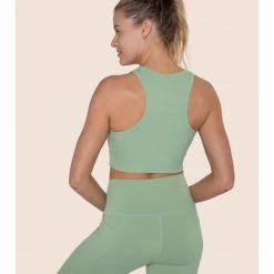 Mono B Essential Micro-Ribbed Cropped Racer Athleisure Tank Top