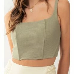 Trend Notes RIBBED CORSET KNIT CROPPED TANK TOP 5 Trend Notes RIBBED CORSET KNIT CROPPED TANK TOP