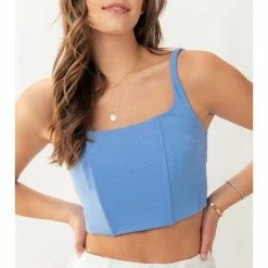Trend Notes RIBBED CORSET KNIT CROPPED TANK TOP