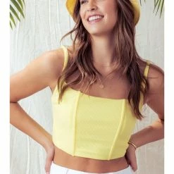 Trend Notes RIBBED CORSET KNIT CROPPED TANK TOP