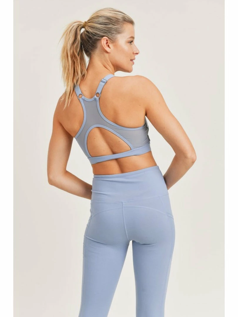 Active Tops & Sports Bras Mono B BRONZE - Cutout Mesh Racerback Sports Bra Ocean 2 Active Tops & Sports Bras Mono B BRONZE - Cutout Mesh Racerback Sports Bra Ocean