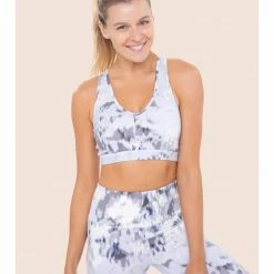 Mono B Ice Tie-Dye Strappy Halter Sports Bra Active Tops & Sports Bras
