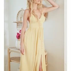 Lush Button Detail Midi DressI WOMEN