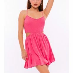 LE LIS Dresses & Skirts SLEEVELESS SMOCKED TOP GODET SKIRT MINI DRESS