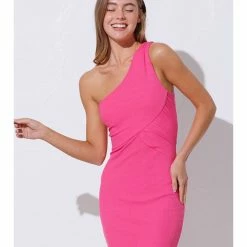 Illa Illa Dresses & Skirts Ribbed Reversible One Shoulder Dress