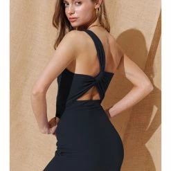 Illa Illa Dresses & Skirts Ribbed Reversible One Shoulder Dress