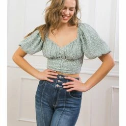 Flying Tomato Lovecolette Printed Woven Crop Top